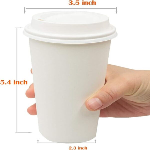 50 Pack 16 Oz Disposable Paper Cups With Lids Item No#20532 - Image 2