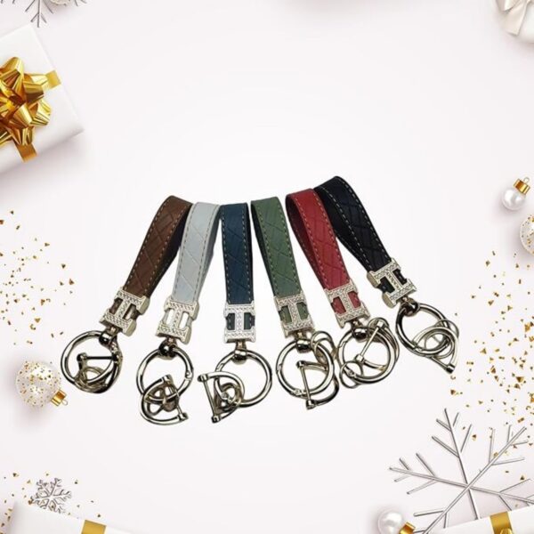 Diamond Inlaid H-Shaped Leather Keychain Item No#20623 - Image 5