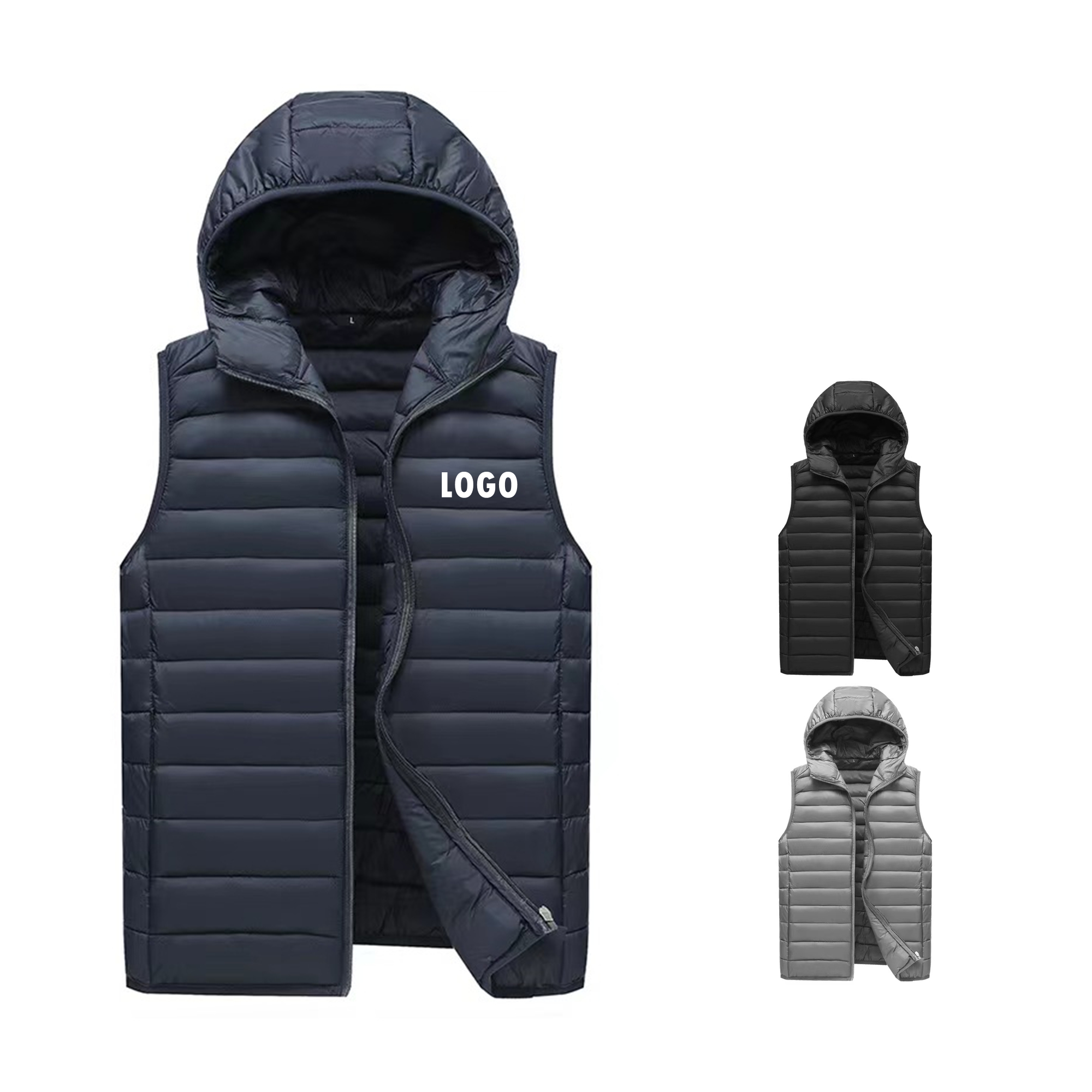 Men'S Lightweight Down Cotton Vest With Hood Item No#21018