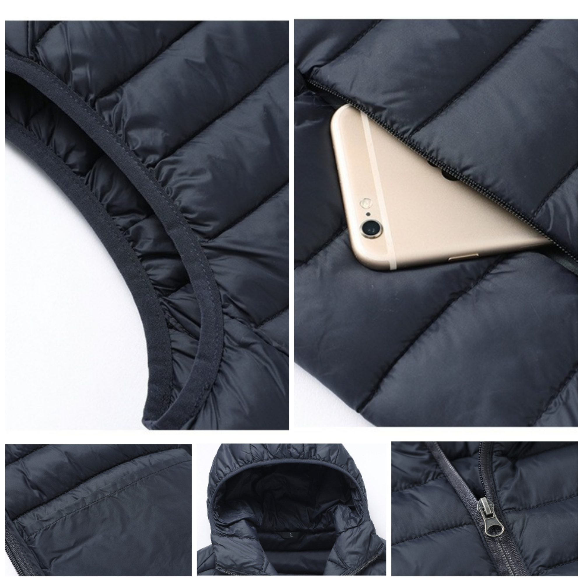 Men'S Lightweight Down Cotton Vest With Hood Item No#21018 - Image 3
