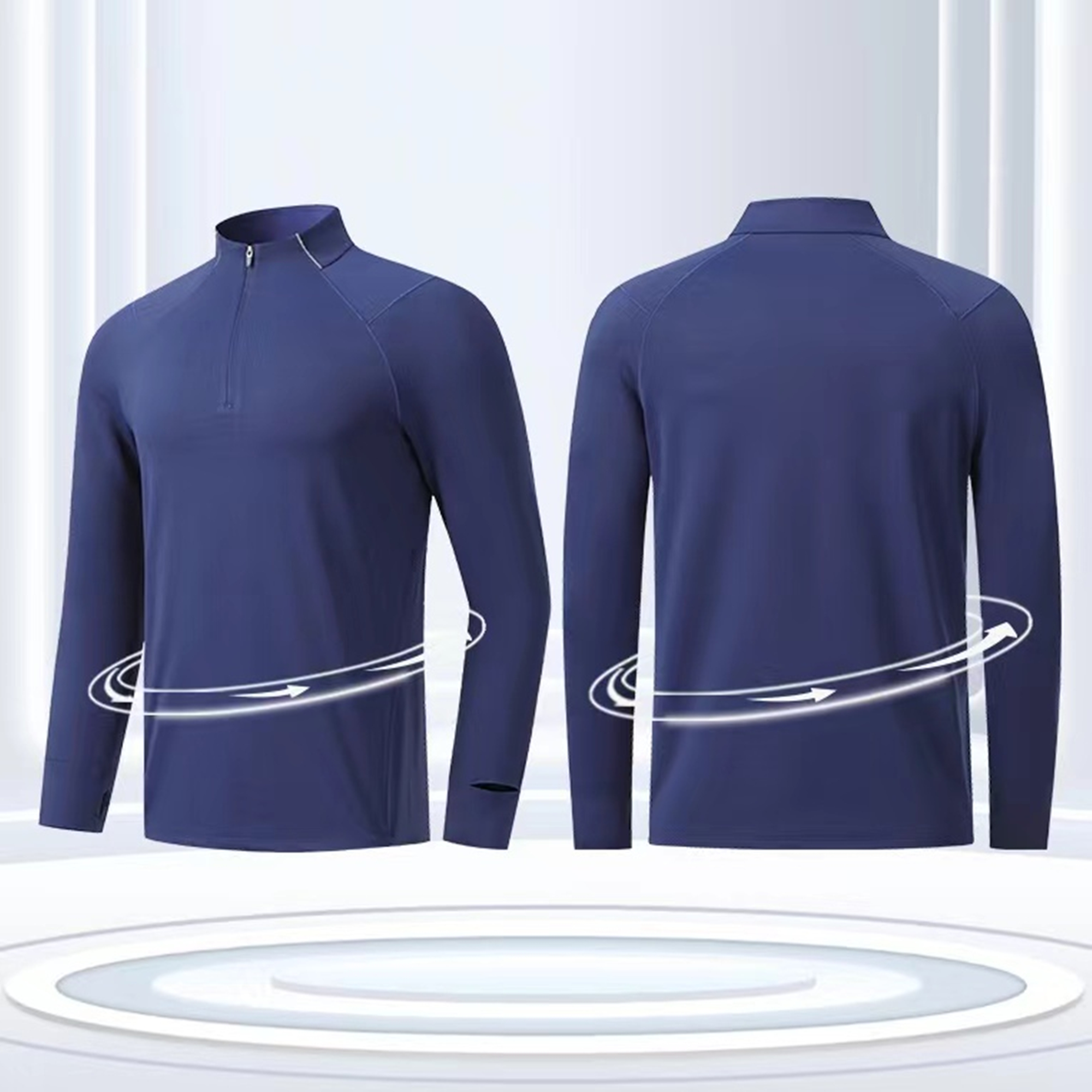Men'S Long Sleeve Quarter Zip Pullover Shirt Item No#21028 - Image 2