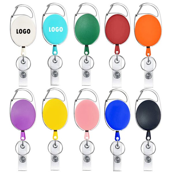 Retractable Carabiner Badge Reel With Clips Item No#21200