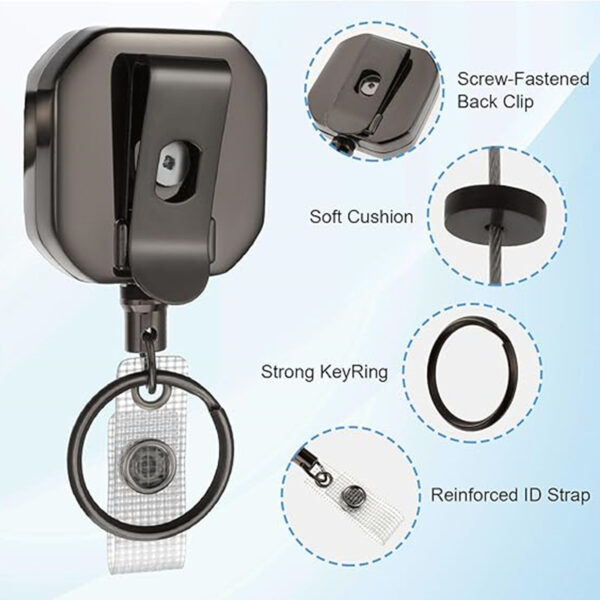 Square Retractable Badge Holders With Belt Clip Item No#21206 - Image 3