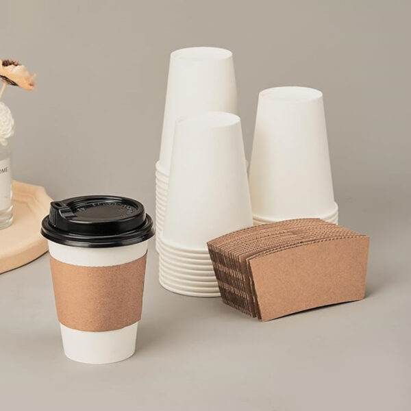 100Pcs 8 Oz Kraft Paper Coffee Cup Sleeves Item No#21254 - Image 3