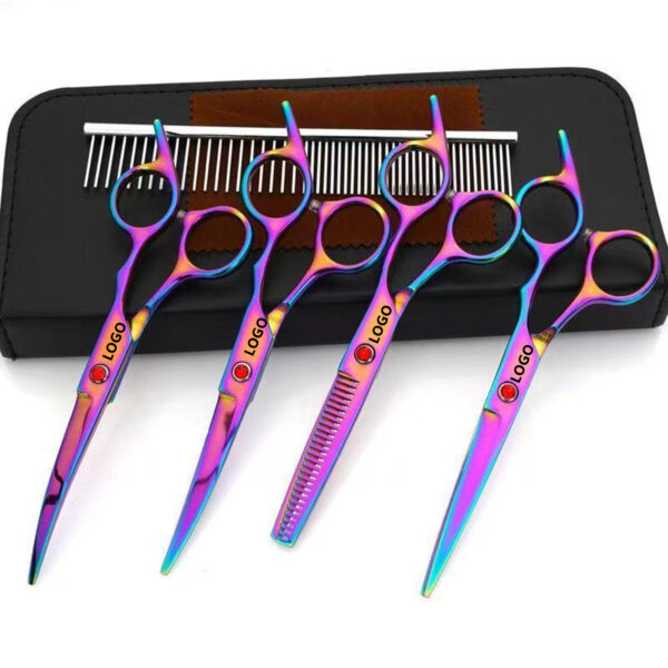 Rainbow Coated 6 In 1 Dog Grooming Scissors Set Item No#20022