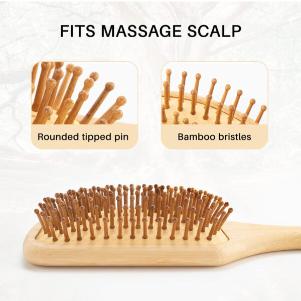 Square Bamboo Paddle Hair Brush With Bamboo Bristles For Men Women Item No#20076 - Image 3