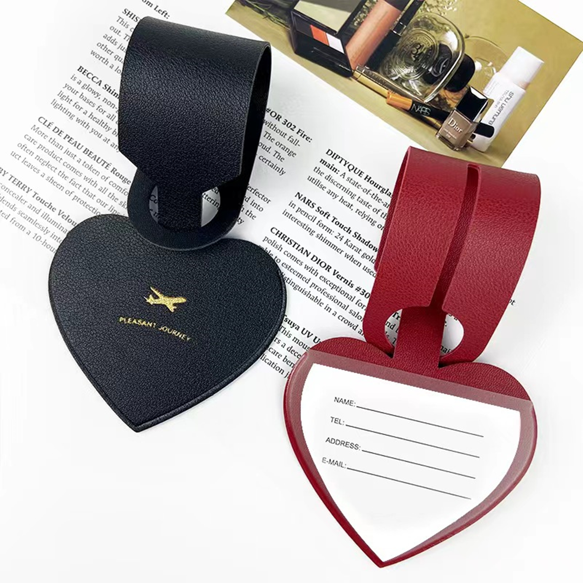 Heart Sharp Leather Luggage Tags For Suitcase Item No#20138 - Image 3