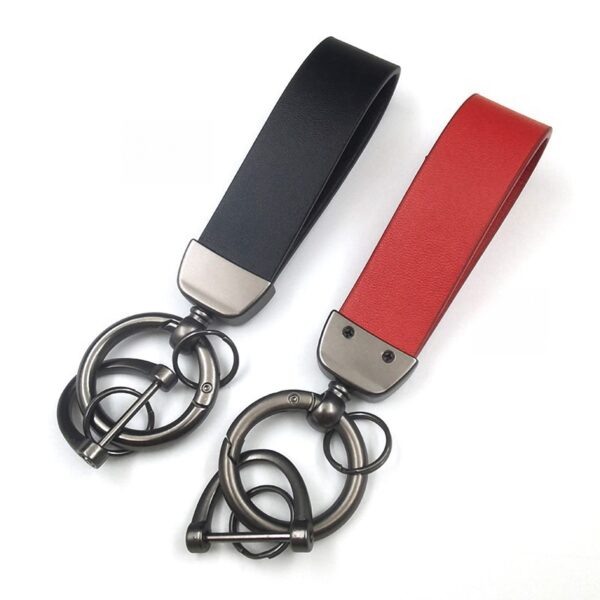 Leather Car Keychain With 4 Rings Item No#20621 - Image 2