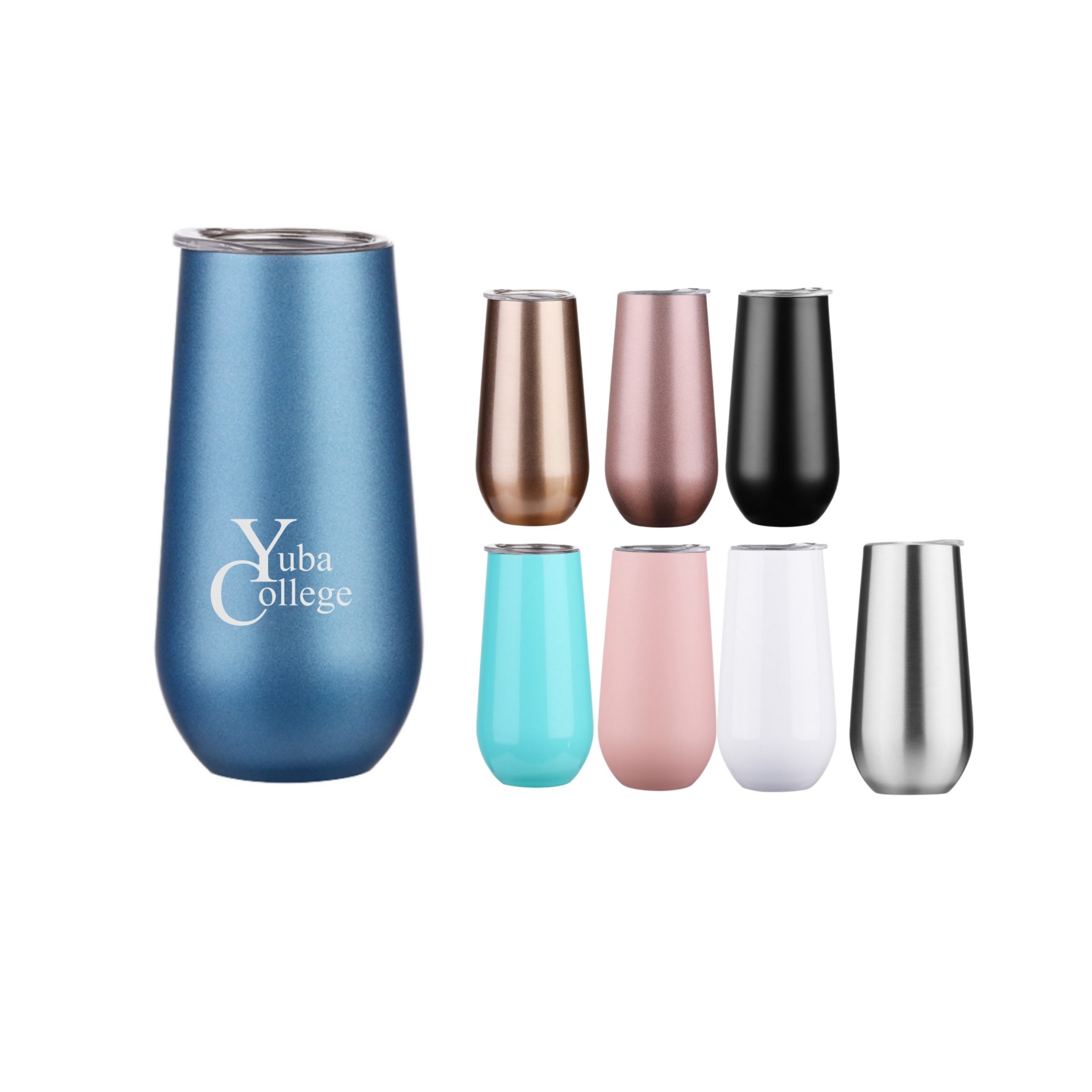 6Oz Stemless Double Insulated Champagne Flute Tumbler With Lid Item No#22233