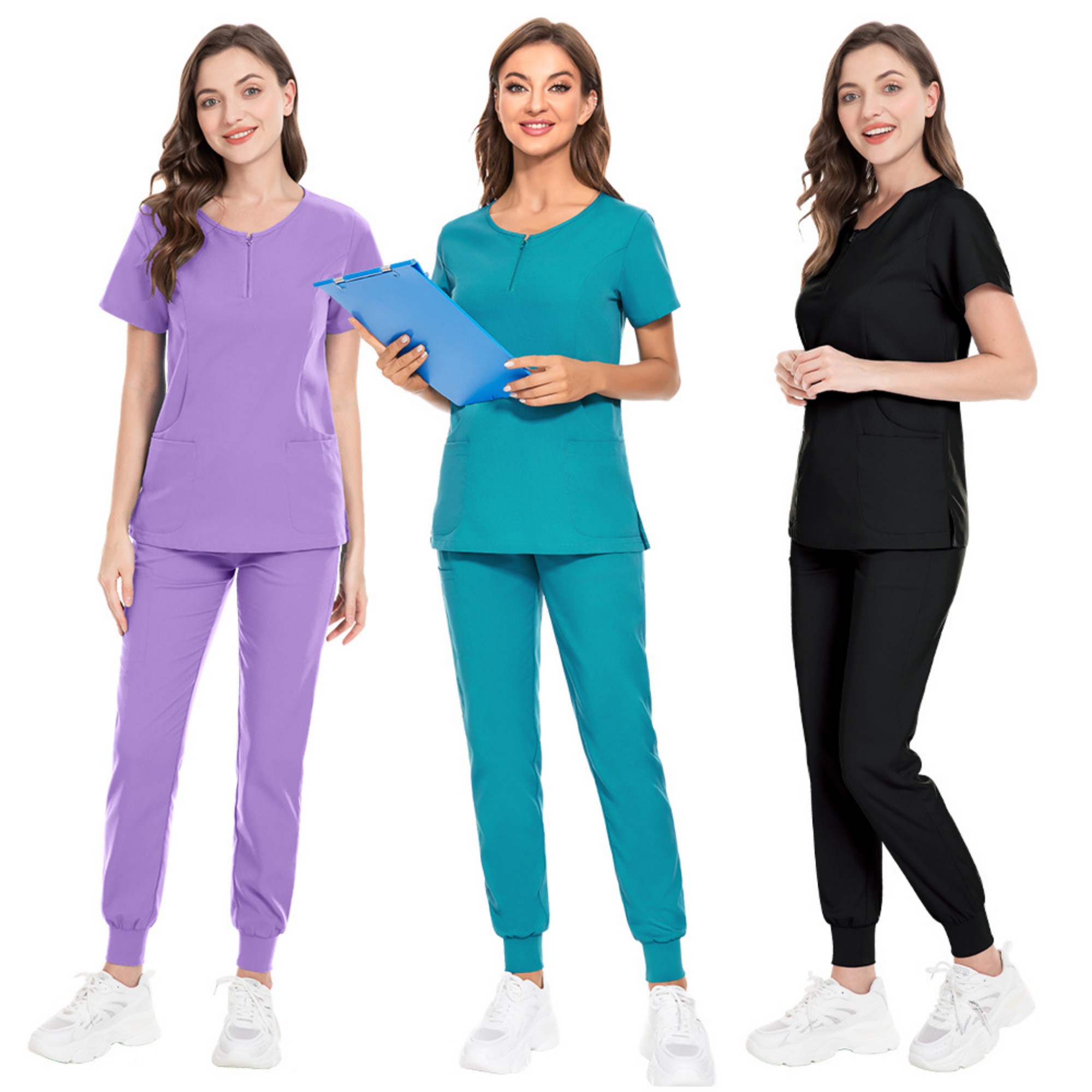 Notched V Neck Scrubs Set For Women Item No#22344 - Image 4