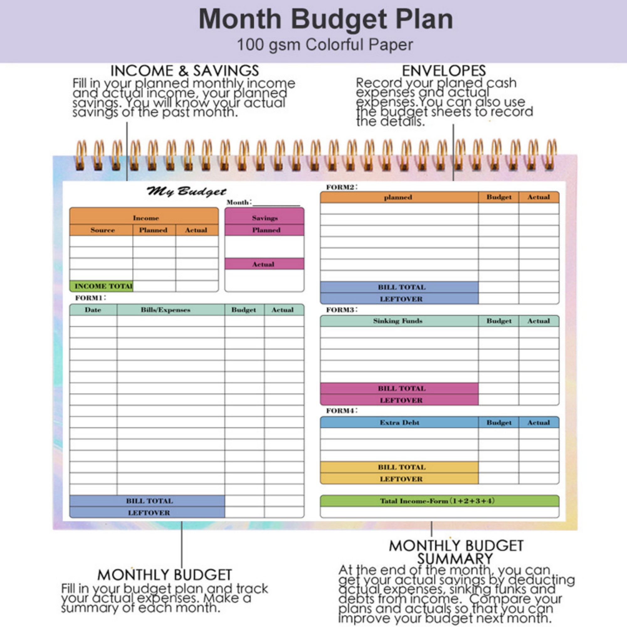 B5 50 Sheets Undated Budget Planner Item No#22416 - Image 5
