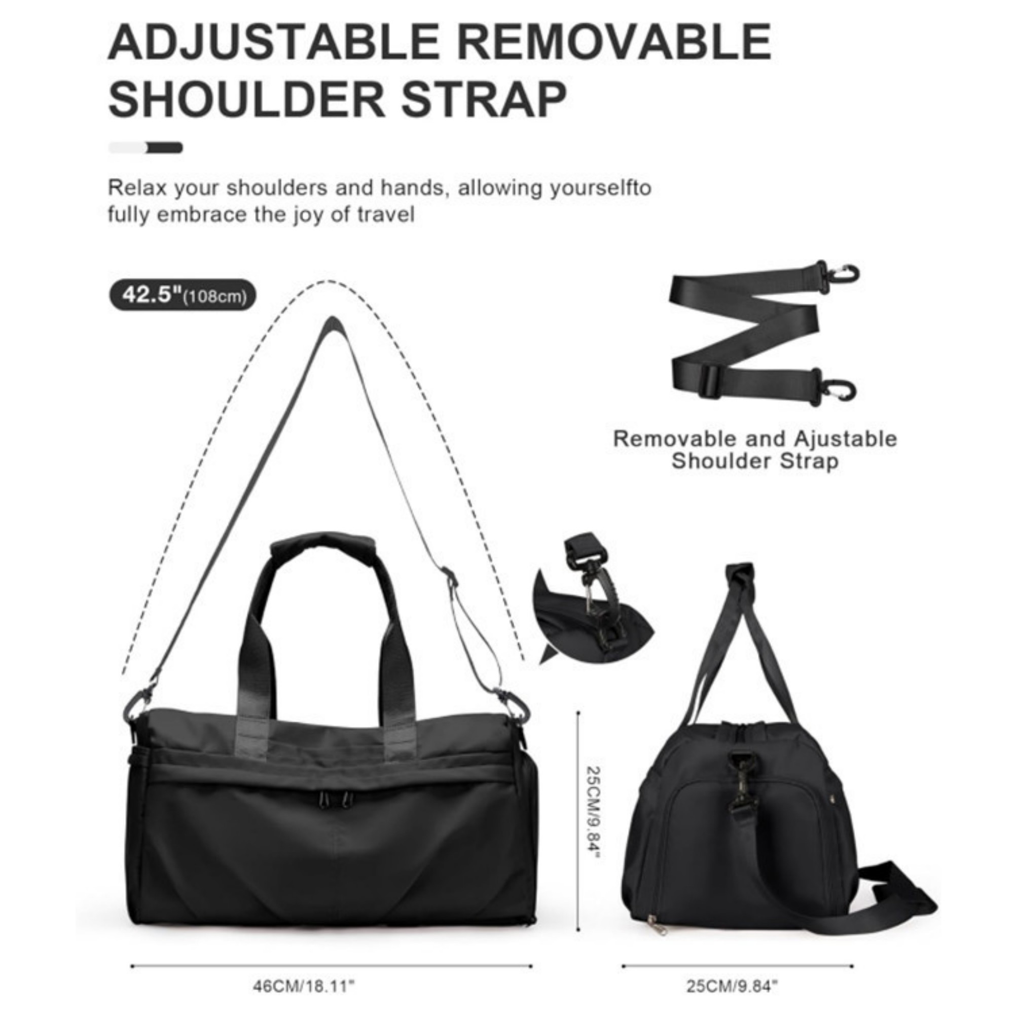 Travel Duffel Bag With Shoulder Strap Item No#22754 - Image 3