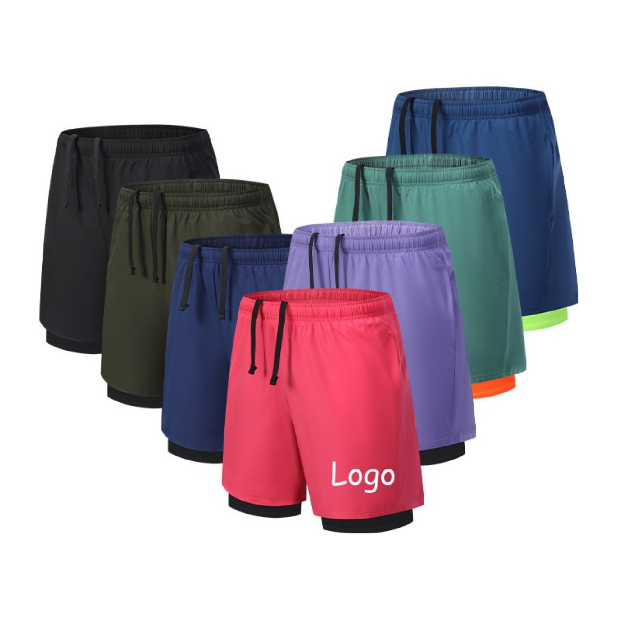 Men's 2-In-1 Quick Dry Shorts With Zipper Pockets Item No#21852