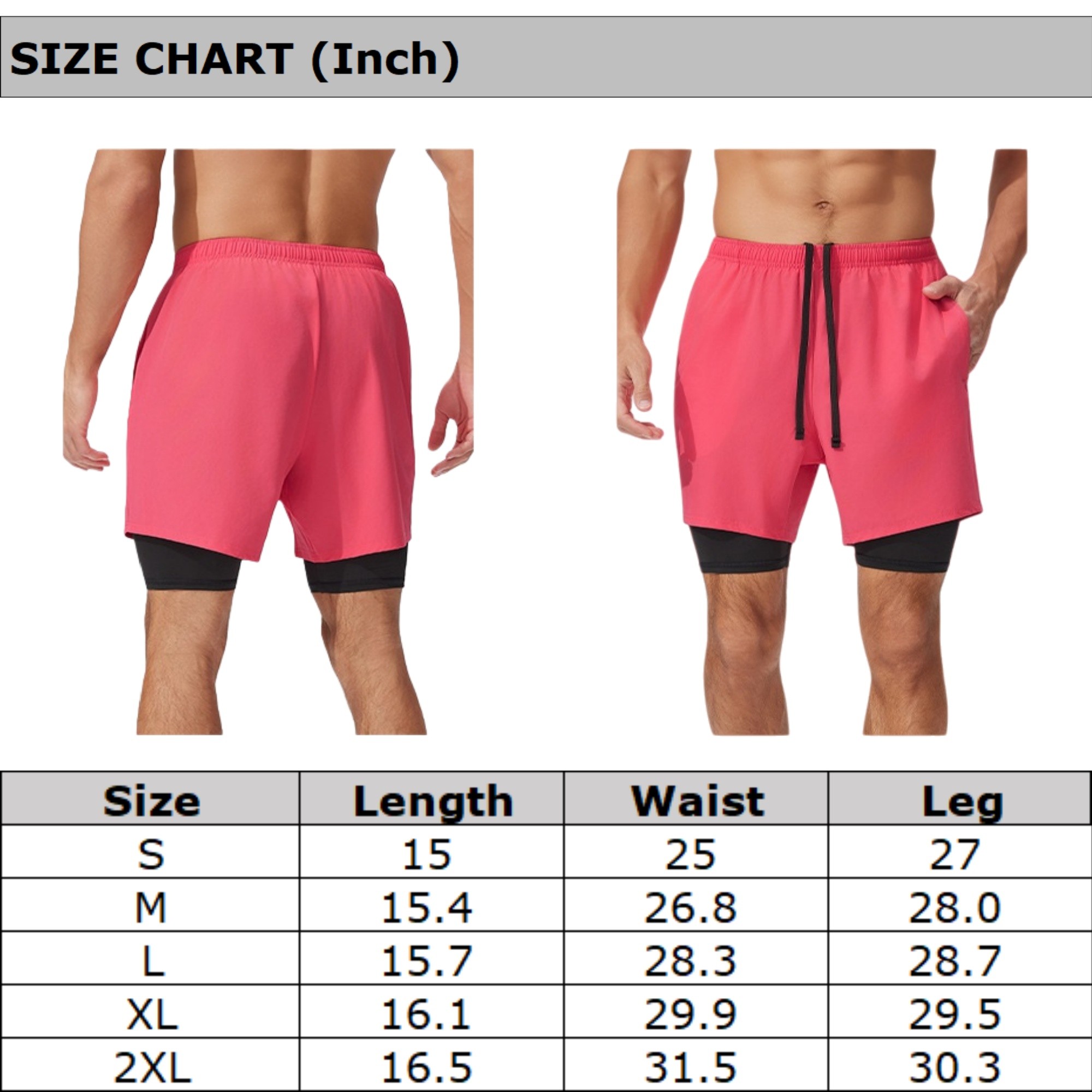 Men's 2-In-1 Quick Dry Shorts With Zipper Pockets Item No#21852 - Image 3
