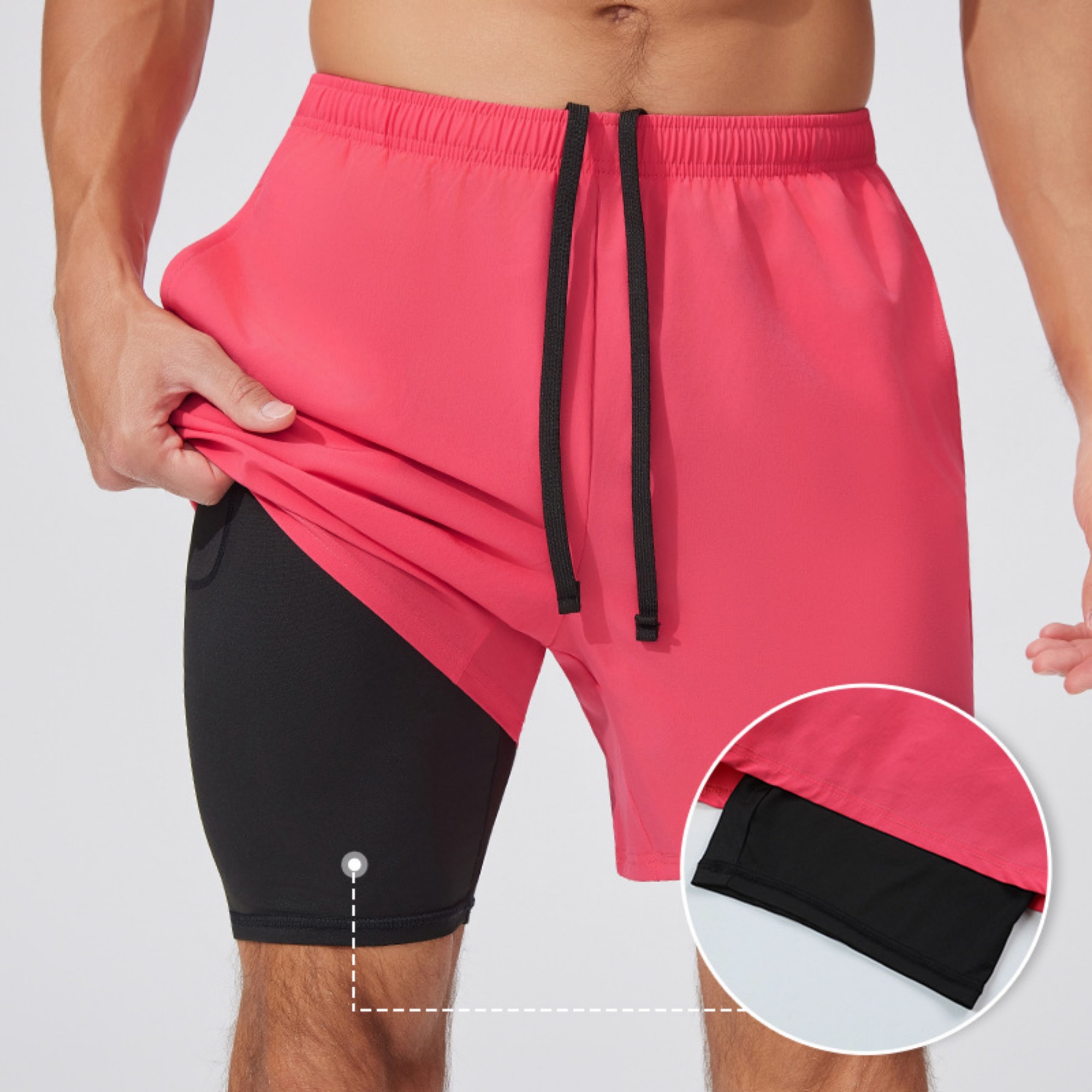 Men's 2-In-1 Quick Dry Shorts With Zipper Pockets Item No#21852 - Image 5