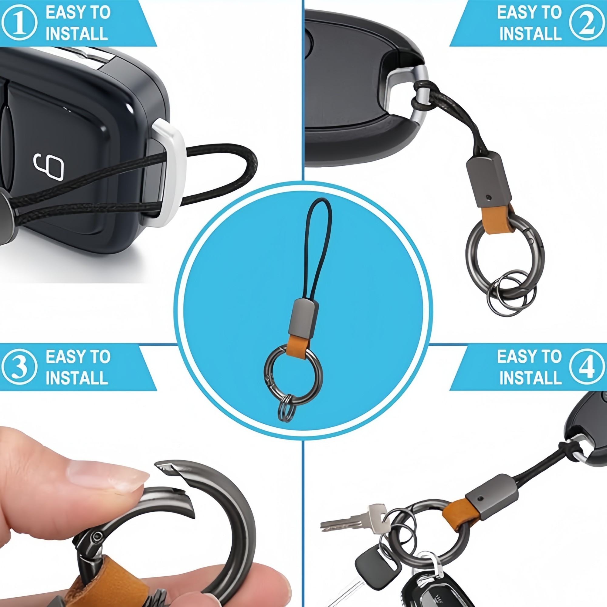 Microfiber Leather Keychain With Wrist Lanyard And Frosted Buckle Item No#21895 - Image 4